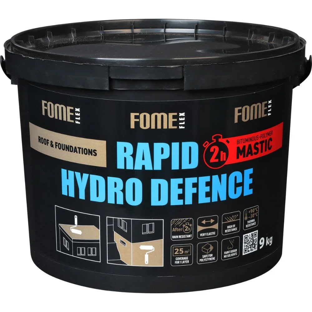 Мастика бітумно-полімерна Fome Flex Rapid Hydro Defence Mastic 9 кг Чорна (01-4-2-049)